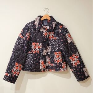 Floral Patchwork Quilted Jacket Women's Size Medium